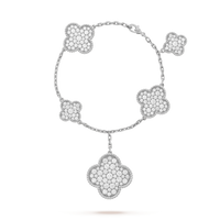 [LOXURA]CLOVER 6 MOTIFS SILVER DIAMOND BRACELET