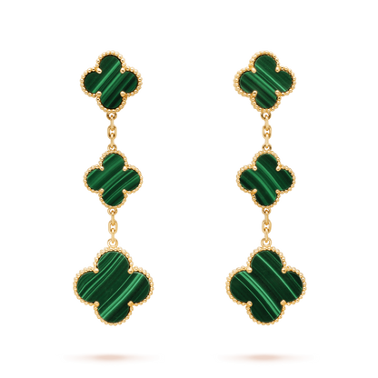 [LOXURA]CLOVER MALACHITE 3 MOTIFS GOLD