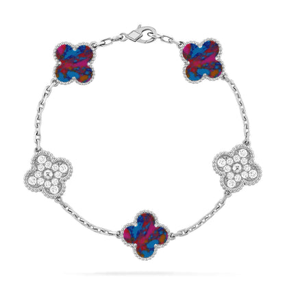 [LOXURA]CLOVER 5 MOTIF COLOR GEMSTONES BRACELET COLLECTION