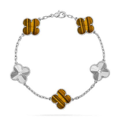 [LOXURA] CLOVER 5 MOTIFS TIGER EYE BRACELET COLLECTION