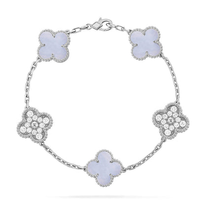 [LOXURA] CLOVER 5 MOTIF PURPLE CHALCEDONY BRACELET COLLECTION