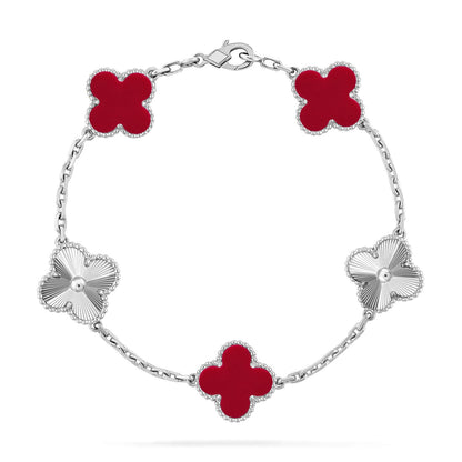 [LOXURA] CLOVER 5 MOTIF RED CORNELIAN BRACELET COLLECTION