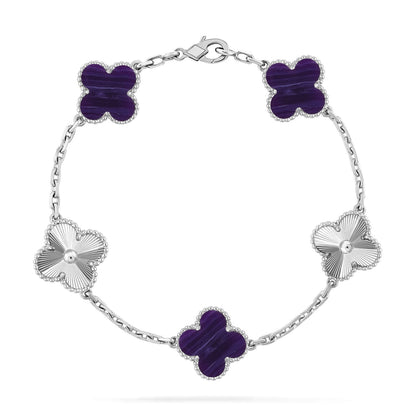 [LOXURA]CLOVER 5 MOTIF PURPLE STRIPES BRACELET COLLECTION