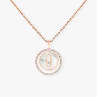 [LOXURA]LUCKY MOVE 1 DIAMOND WHITE MOTHER OF PEARL PINK GOLD DIAMOND NECKLACE