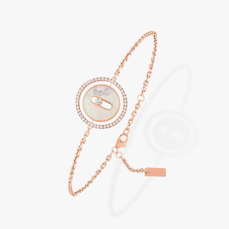 [LOXURA]LUCKY MOVE WHITE MOTHER OF PEARL PINK GOLD DIAMOND BRACELET