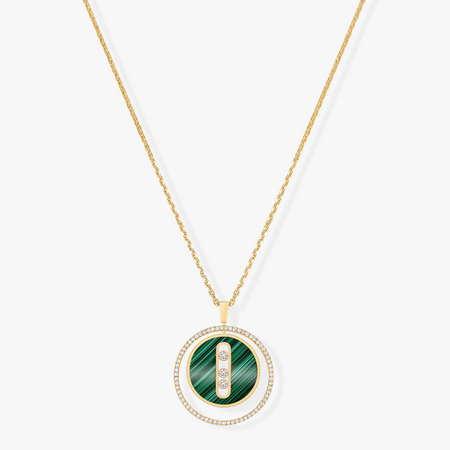 [LOXURA]LUCKY MOVE 3 DIAMOND MALACHITE GOLD DIAMOND NECKLACE