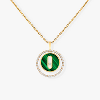 [LOXURA]LUCKY MOVE 1 DIAMOND MALACHITE GOLD DIAMOND NECKLACE