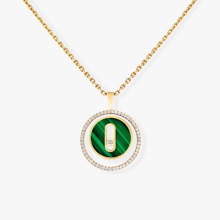 [LOXURA]LUCKY MOVE 1 DIAMOND MALACHITE GOLD DIAMOND NECKLACE