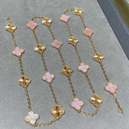 [LOXURA]CLOVER 20 MOTIFS LASER PINK MOP NECKLACE