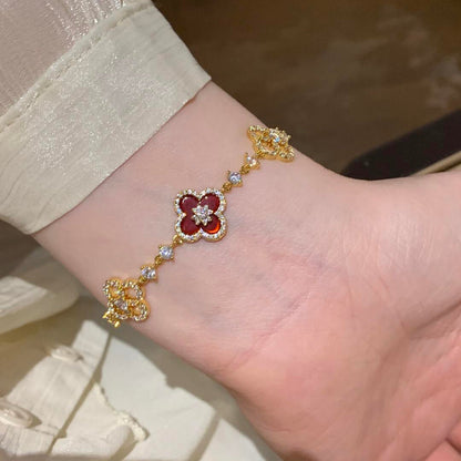 [LOXURA]CLOVER 5 MOTIF PINK BLUE RED WHITE BRACELET