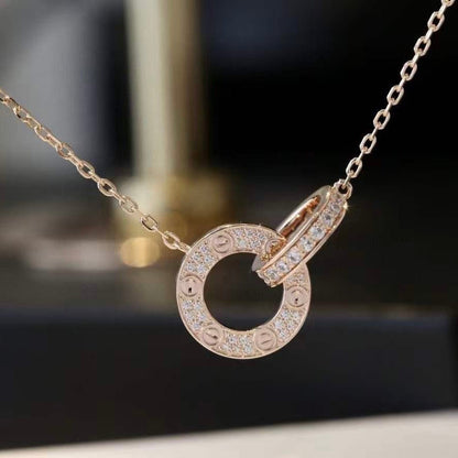 [LOXURA]LOVE  FULL DIAMOND PENDANT NECKLACE