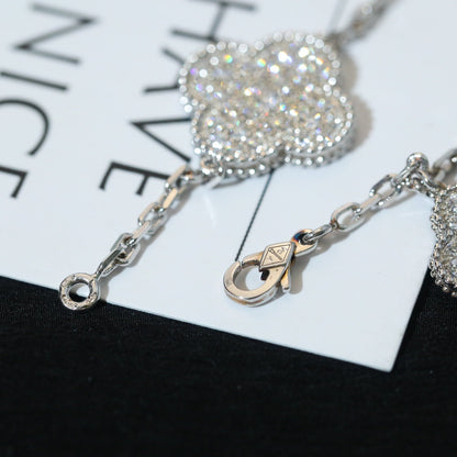 [LOXURA]CLOVER BRACELET 5 MOTIF SILVER DIAMOND PAVED