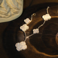 [LOXURA]CLOVER BRACELET 5 MOTIF SILVER DIAMOND PAVED