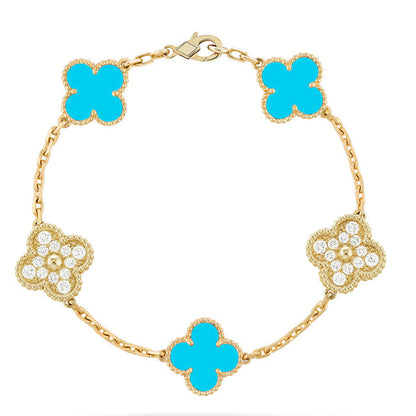[LOXURA] CLOVER 5 MOTIF TURQUOISE BRACELET COLLECTION