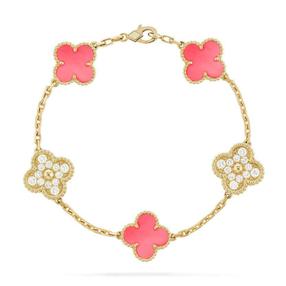 [LOXURA] CLOVER 5 MOTIFS  PINK MOP BRACELET COLLECTION