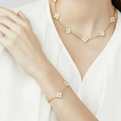 [LOXURA] CLOVER 5 MOTIF FULL DIAMOND BRACELET COLLECTION