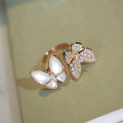 [LOXURA]TWIN BUTTERFLY DIAMOND MOP RING
