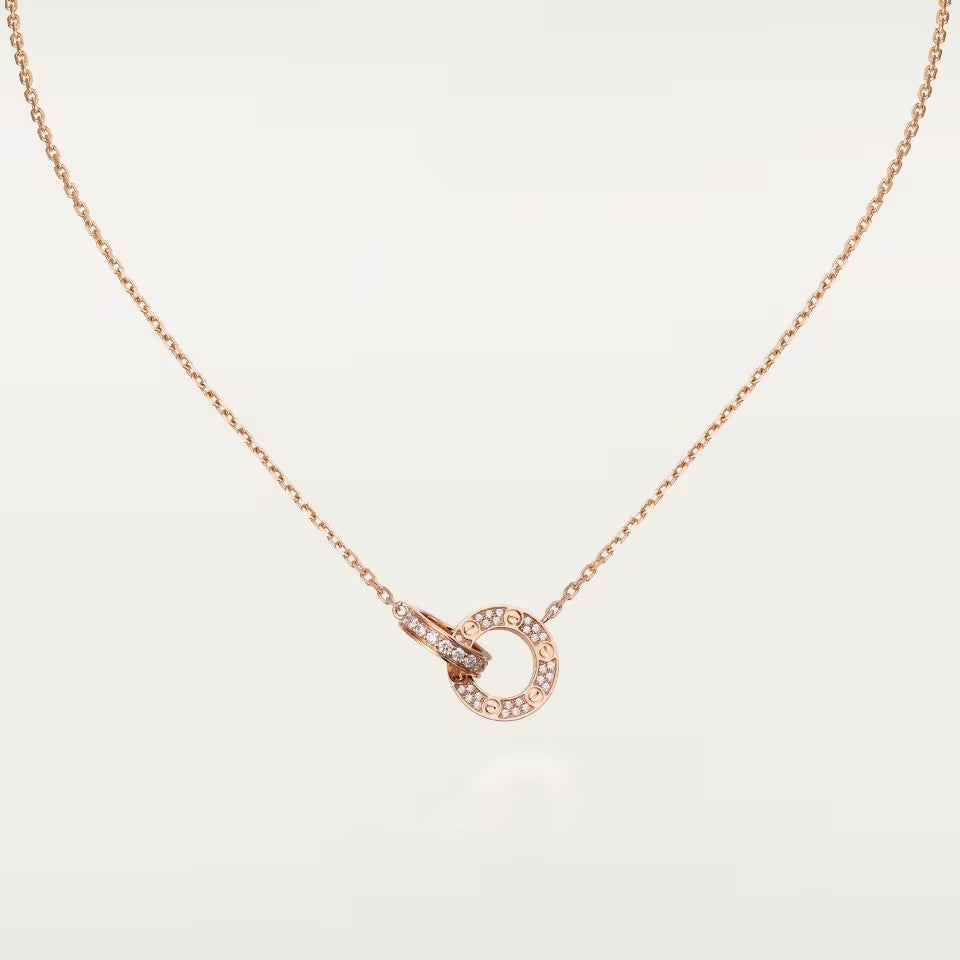 [LOXURA]LOVE  FULL DIAMOND PENDANT NECKLACE