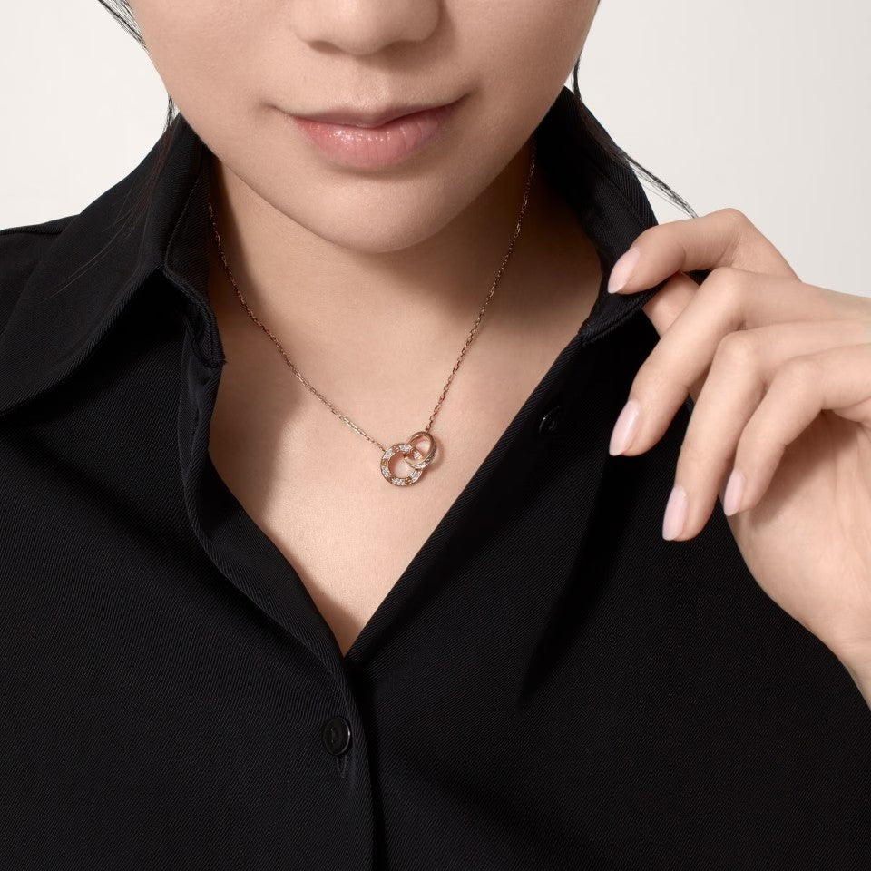 [LOXURA]LOVE  FULL DIAMOND PENDANT NECKLACE