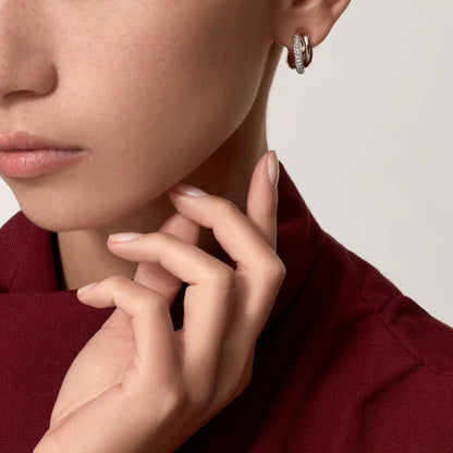 [LOXURA]TRINITY HALF DIAMOND  CLASSIC EARRINGS
