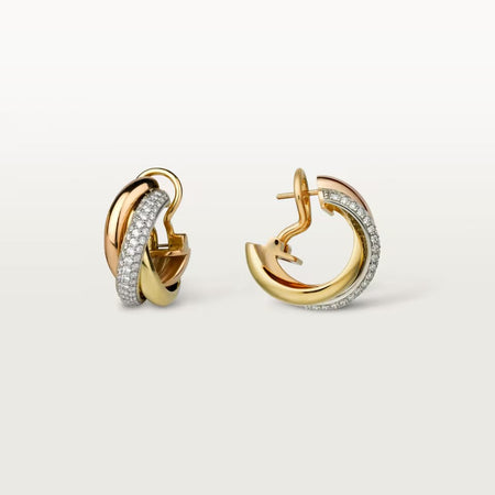 [LOXURA]TRINITY HALF DIAMOND  CLASSIC EARRINGS