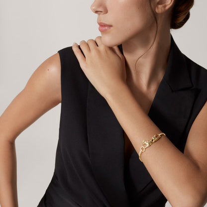 [LOXURA]PANTHERE HALF DIAMOND ON CHAIN BRACELET