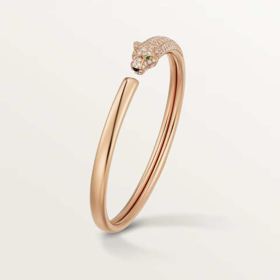 [LOXURA]PANTHERE HALF DIAMOND OPEN BRACELET