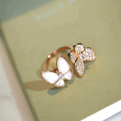 [LOXURA]TWIN BUTTERFLY DIAMOND MOP RING