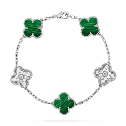 [LOXURA] CLOVER 5 MOTIF MALACHITE BRACELET COLLECTION