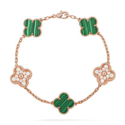 [LOXURA] CLOVER 5 MOTIF MALACHITE BRACELET COLLECTION