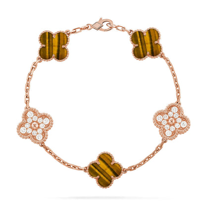 [LOXURA] CLOVER 5 MOTIFS TIGER EYE BRACELET COLLECTION