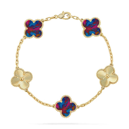 [LOXURA]CLOVER 5 MOTIF COLOR GEMSTONES BRACELET COLLECTION