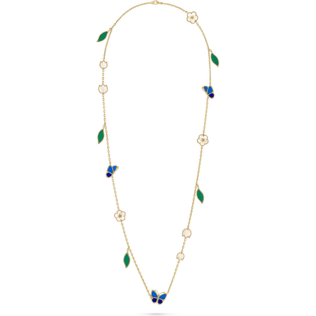 [LOXURA]LUCKY SPRING BUTTERFLY 15 FLOWER NECKLACE