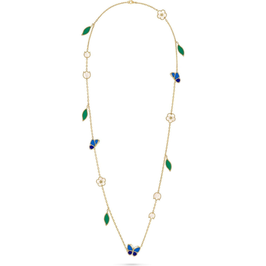 [LOXURA]LUCKY SPRING BUTTERFLY 15 FLOWER NECKLACE