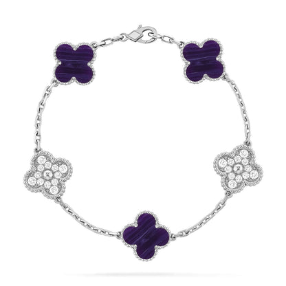 [LOXURA]CLOVER 5 MOTIF PURPLE STRIPES BRACELET COLLECTION