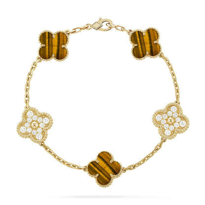 [LOXURA] CLOVER 5 MOTIFS TIGER EYE BRACELET COLLECTION