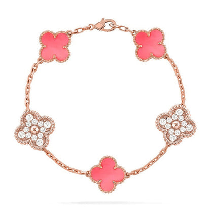 [LOXURA] CLOVER 5 MOTIFS  PINK MOP BRACELET COLLECTION
