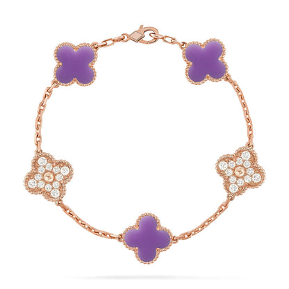 [LOXURA]CLOVER 5 MOTIF LIGHT PURPLE BRACELET COLLECTION
