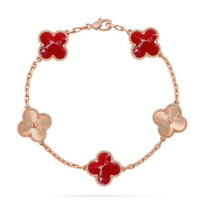 [LOXURA]CLOVER 5 MOTIF RED PATTERN BRACELET COLLECTION