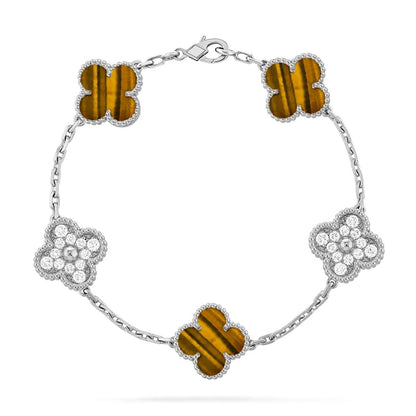[LOXURA] CLOVER 5 MOTIFS TIGER EYE BRACELET COLLECTION