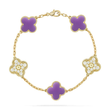 [LOXURA]CLOVER 5 MOTIF LIGHT PURPLE BRACELET COLLECTION