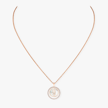 [LOXURA]LUCKY MOVE 1 DIAMOND WHITE MOTHER OF PEARL PINK GOLD DIAMOND NECKLACE