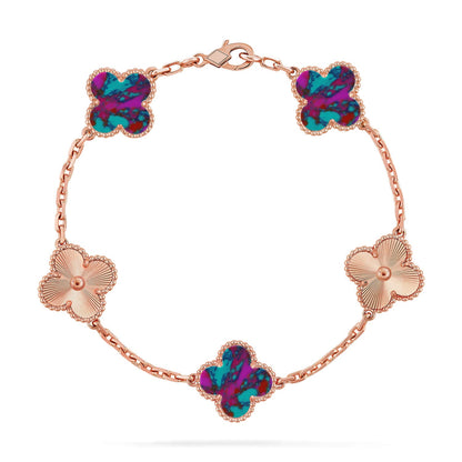 [LOXURA]CLOVER 5 MOTIF COLOR GEMSTONES BRACELET COLLECTION
