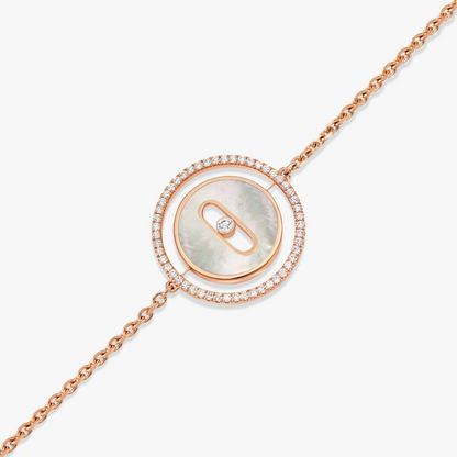 [LOXURA]LUCKY MOVE WHITE MOTHER OF PEARL PINK GOLD DIAMOND BRACELET