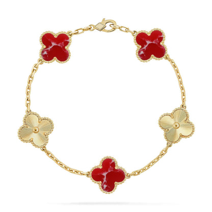 [LOXURA]CLOVER 5 MOTIF RED PATTERN BRACELET COLLECTION