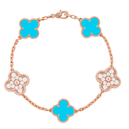[LOXURA] CLOVER 5 MOTIF TURQUOISE BRACELET COLLECTION