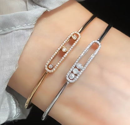 [LOXURA]Move Pavé Diamond Bangle Bracelet M