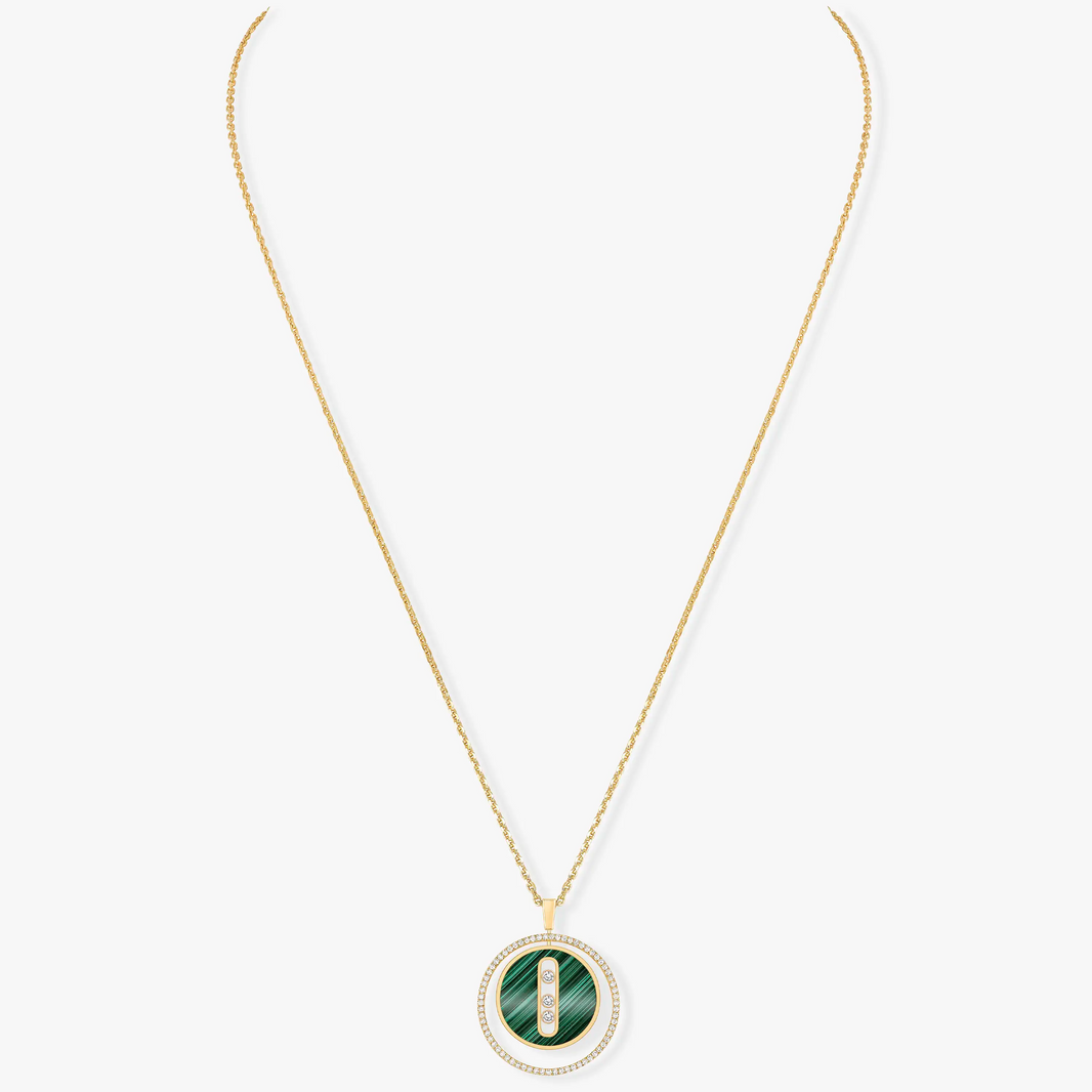 [LOXURA]LUCKY MOVE 3 DIAMOND MALACHITE GOLD DIAMOND NECKLACE