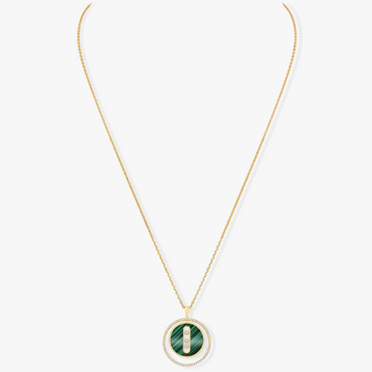 [LOXURA]LUCKY MOVE 3 DIAMOND MALACHITE GOLD DIAMOND NECKLACE