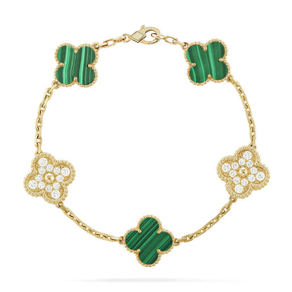 [LOXURA] CLOVER 5 MOTIF MALACHITE BRACELET COLLECTION